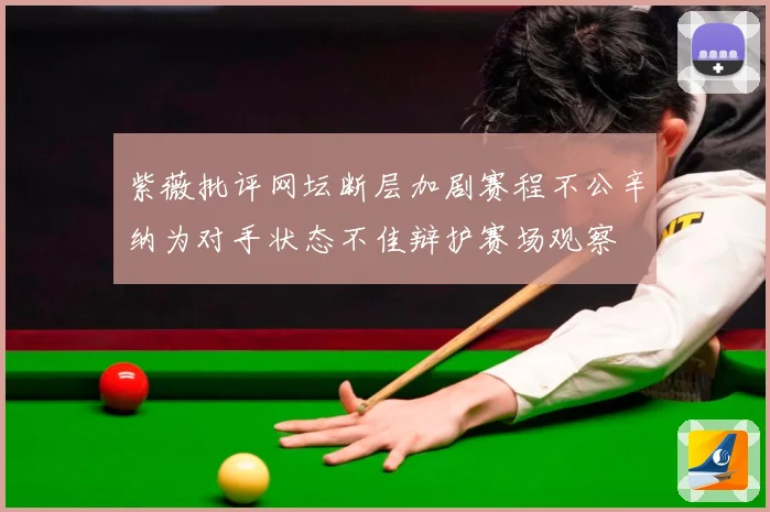 紫薇批评网坛断层加剧赛程不公辛纳为对手状态不佳辩护赛场观察